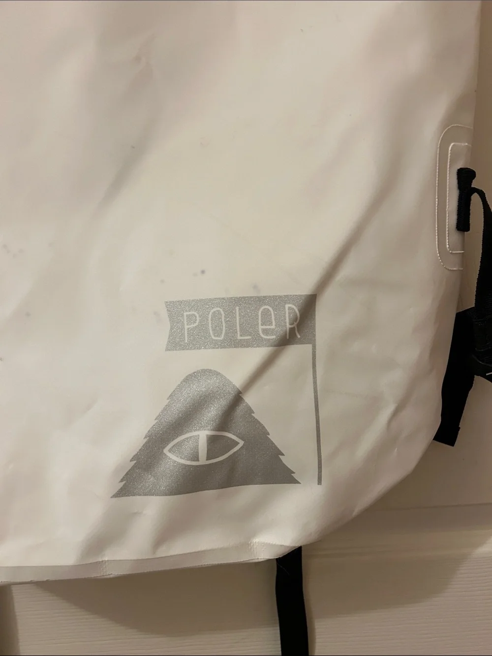 Poler White Down River Roll-Top White Backpack with Black Accents